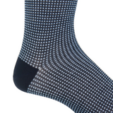 Dapper Classics, CLASSIC NAVY AND SKY GRENADINE COTTON MID-CALF SOCK