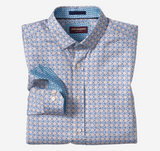 Johnson & Murphy tile print light blue shirt