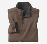 Johnston & Murphy Icon Reversible Solid Quarter-Zip, Charcoal/Brown