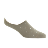 Dapper Classics, TAUPE WITH CREAM DOTS FINE MERINO WOOL HIGH VAMP NO-SHOW SOCK
