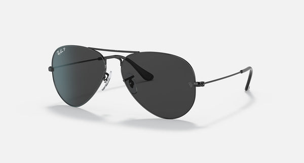 Ray Ban, Aviator Large Metal, TOTAL BLACK, Black Frame w/ Polarized Black Lenses, 0RB3025 (RFID# 417C8 FE7A)
