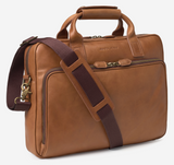 Johnston & Murphy, Rhodes Briefcase, Black Full Grain / Tan Full Grain