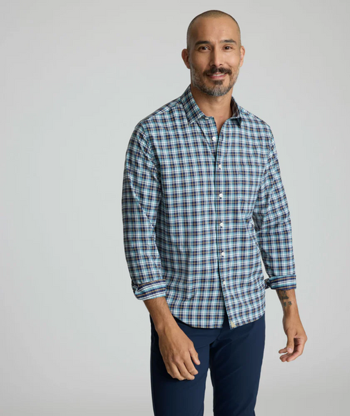 UnTuckIt Reiner, Navy Plaid Performance Shirt