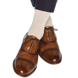 Dapper Classics, TAN WITH CREAM CROSS HATCH COTTON MID-CALF SOCK