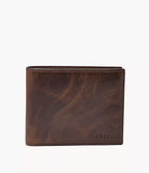 Fossil Derrick Leather RFID Bifold with Flip ID Wallet