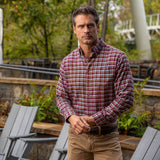 Madison Creek Outfitters, Branch Check Brushed Cotton Shirt - Red / Grey Check