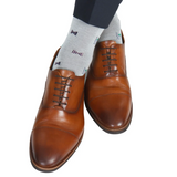 Dapper Classics, MÉLANGE GRAY WITH NAVY & PINK BOWTIES AND MINT JULEPS COTTON MID-CALF SOCK