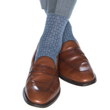 Dapper Classics, CLASSIC NAVY WITH SKY BLUE CROSS HATCH COTTON MID-CALF SOCK