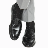 Dapper Classics, BLACK WITH WHITE PIN DOT COTTON MID-CALF SOCK