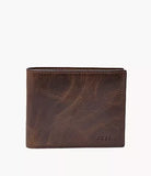 Fossil, Derrick Leather RFID Bifold with Flip ID Wallet