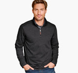 Johnston & Murphy Icon Reversible Solid Quarter-Zip, Charcoal/Brown