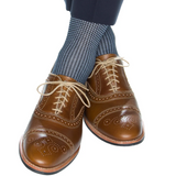 Dapper Classics, CLASSIC NAVY AND SKY GRENADINE COTTON MID-CALF SOCK