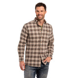 Madison Creek Outfitters, Branch Plaid Brushed Cotton Shirt - Ivory / Green