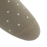Dapper Classics, TAUPE WITH CREAM DOTS FINE MERINO WOOL HIGH VAMP NO-SHOW SOCK