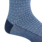 Dapper Classics, CLASSIC NAVY WITH SKY BLUE CROSS HATCH COTTON MID-CALF SOCK