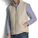 Johnston & Murphy, KENNER REVERSIBLE VEST, Taupe / Light Blue Micro Houndstooth