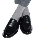 Dapper Classics, STEEL GRAY WITH ASH CHAIN LINK COTTON MID-CALF SOCK