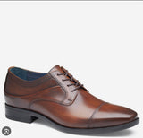 Johnston & Murphy, Gibbons Cap Toe, Black Full Grain / Mahogany Full Grain