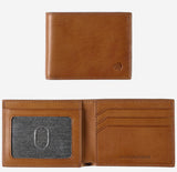 Johnston & Murphy, Rhodes Billfold Wallet, Black Full Grain / Tan Full Grain