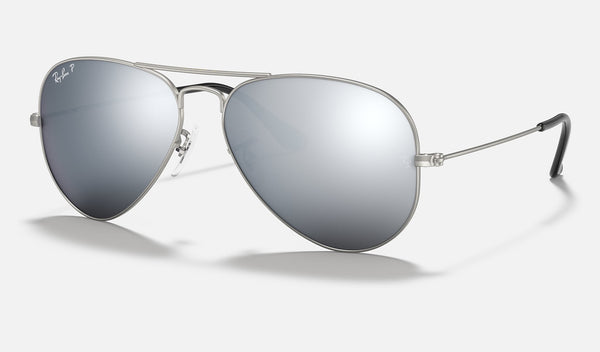 Ray-Ban Aviator Large Metal Matte Silver + Dark Grey Mirror, 0RB3025