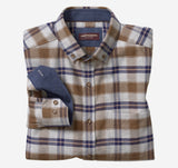 Johnston & Murphy, Brushed Heathered Woven Shirts, Light Grey / Burgundy Box