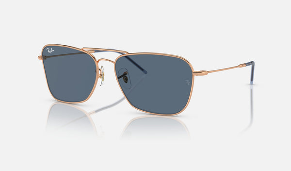 Ray-Ban Caravan Reverse Rose Gold + Dark Blue Lenses, 0RBR0102S