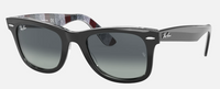 Ray-Ban Wayfarer Black on Chevron Grey/Burgundy  Light Grey Gradient Blue  2140