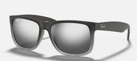 Ray-Ban Justin, Rubber Grey on Clear Grey, Grey Mirror Silver Gradient, 4165