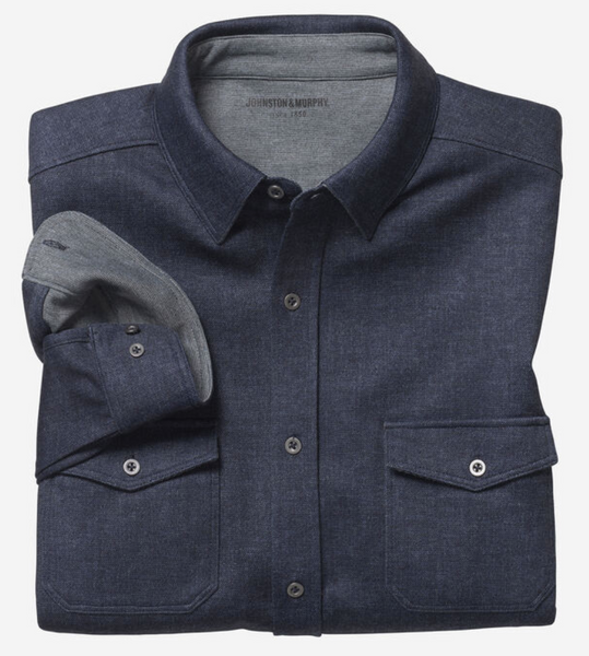 Johnston & Murphy Button Front Knit Shirt