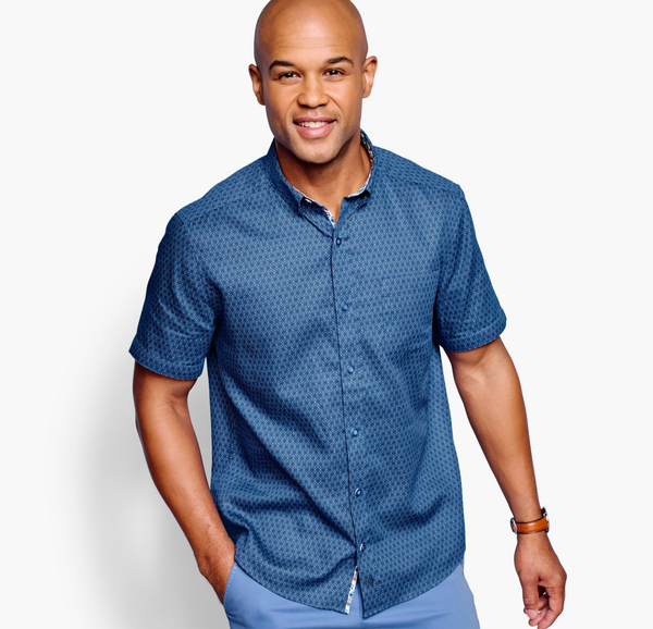 Johnston & Murphy Textured cotton short-sleeve shirt