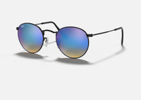 Ray-Ban ROUND FLASH LENSES GRADIENT Lenses: Blue Gradient - Mirror  +  Frame: Black, 3447