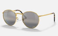 Ray Ban NEW ROUND Lenses: Polarized Silver/Green Chromance Mirror  +  Frame: Legend Gold 3637