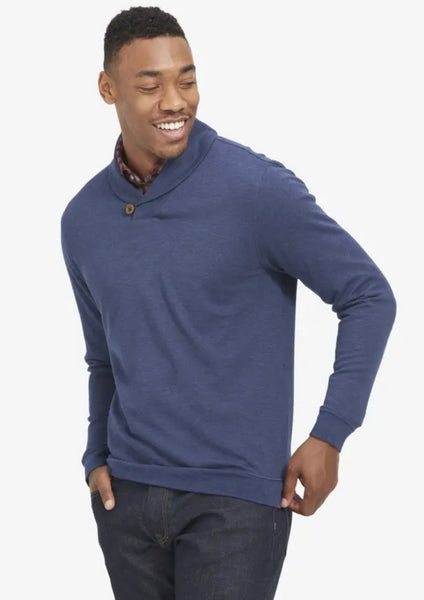 Mizzen + Main Fairway Shawl Collar Pullover Navy Heather