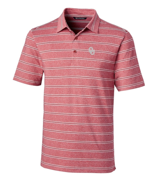 Oklahoma Sooners - Cutter & Buck Forge Heathered Stripe Stretch Mens Polo