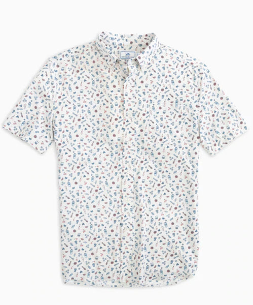 Southern Tide SET THE BAR PRINTED INTERCOASTAL SHORT SLEEVE BUTTON DOWN