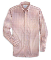 Southern Tide Skipjack Mini Check Button Down Shirt Nautical Orange