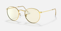 Ray-Ban ROUND BLUE-LIGHT CLEAR EVOLVE Lenses: Grey Clear Photocromic with Blue-Light Filter  +  Frame: Gold, 3447