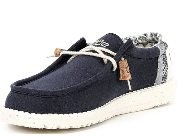 Hey Dude Wally Linen Natural Navy