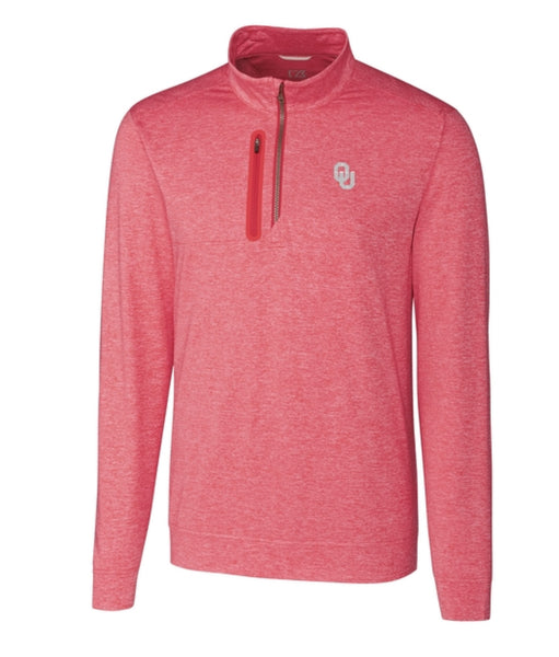 Oklahoma Sooners - Cutter & Buck Stealth Heathered Quarter Zip Mens Pullover